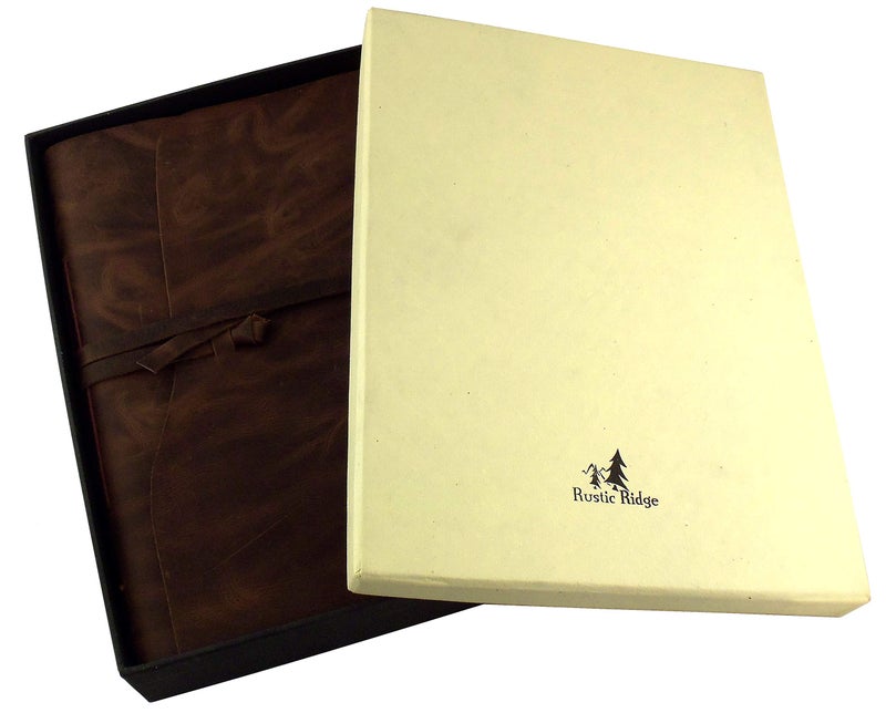 Rustic Ridge Leather ألبوم صور جلد طبيعي كبير بأسلوب ريفي - صفحات على طراز سكربوك، صندوق هدايا متضمن - يحمل 200 صورة بحجم 4x6 أو 5x7 - Image 3